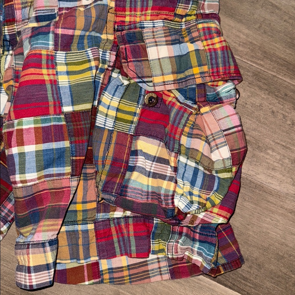 Polo Ralph Lauren Vintage 2000’s Madras Cotton Patchwork Shorts SZ 33 - Picture 3 of 7